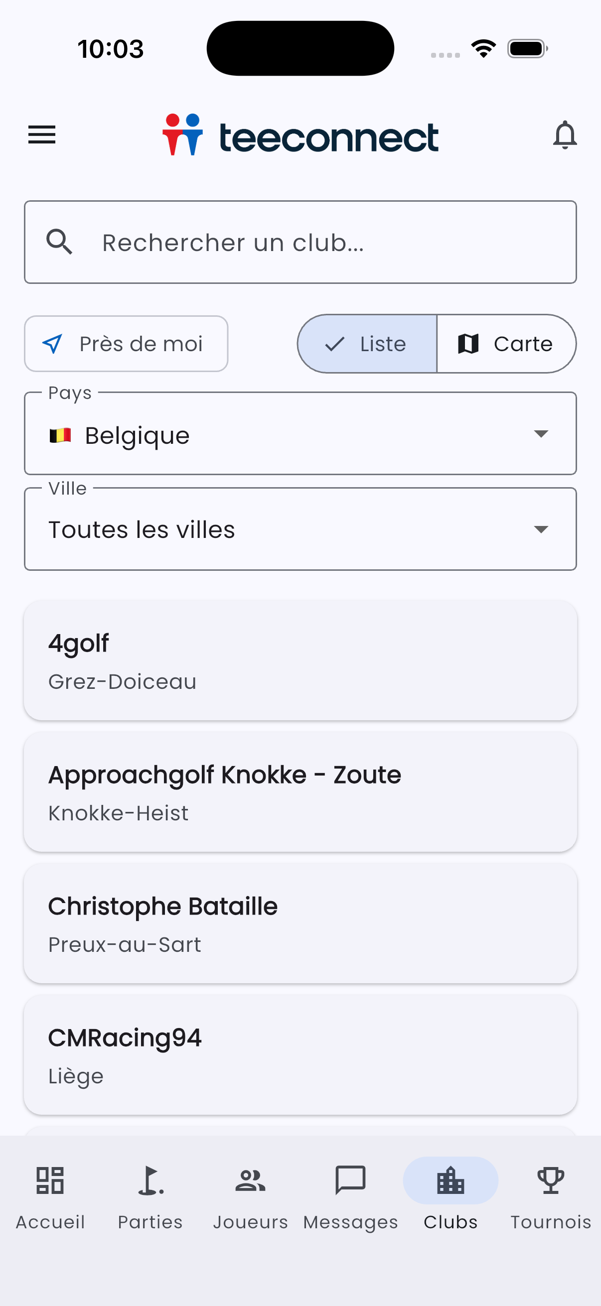 TeeConnect - Clubs de golf